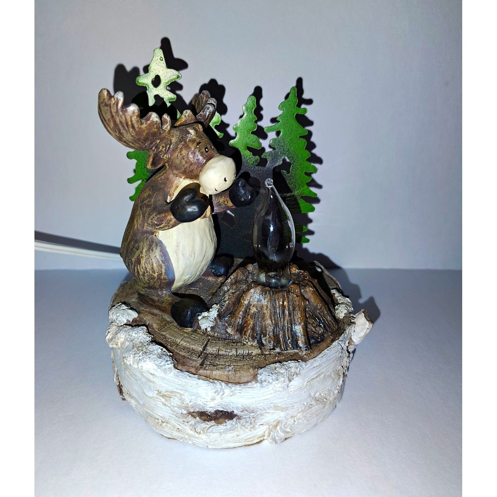 Moose Tree Stump Night Light, Wall Plug-In, Red Light, Indoor, 125V